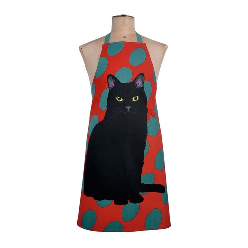 Black cat küchenschürze - black, |